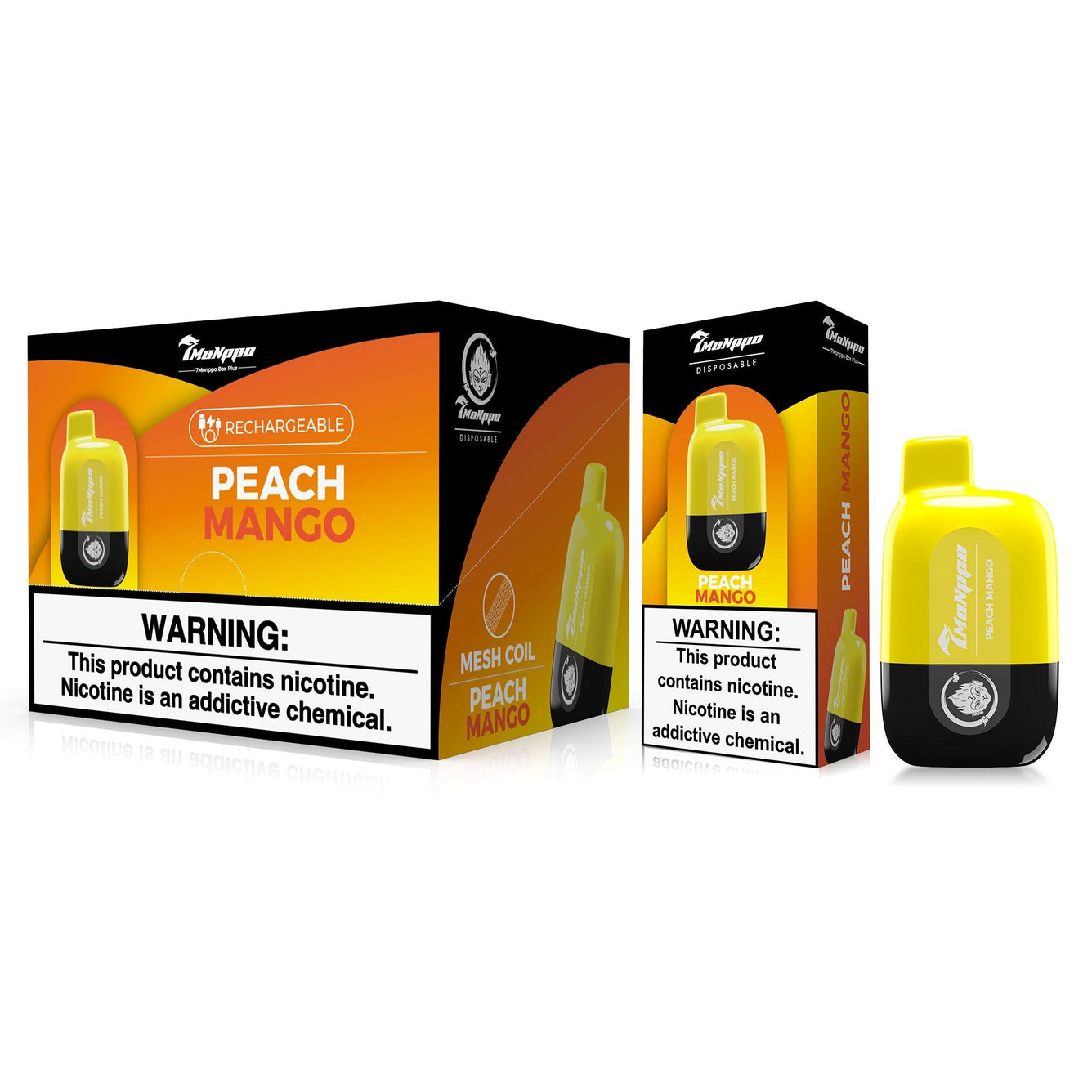 7VAPE disposable vape, peach mango vape, peach vape, mango vape, 5000 puffs, 5% nicotine, 7-VAPE BAR PLUS， 7MONPPO BAR, 7MONPPO DISPOSABLE VAPE, 7MONPPO BOX, 7MONPPO BOX PLUS, 5% nicotine, rechargeable disposable vape, rechargeable vape, mesh coil
