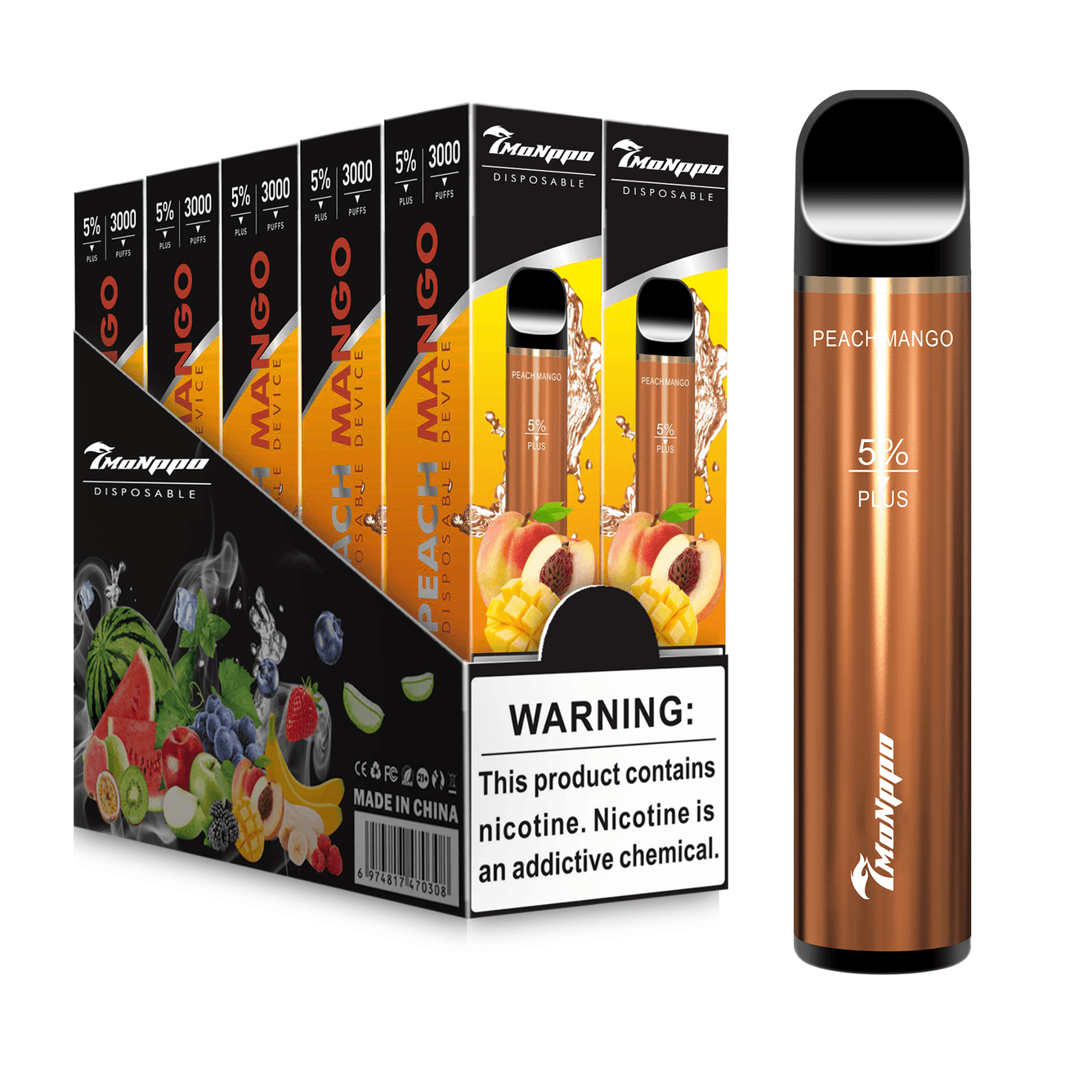 7MONPPO BAR PLUS, disposable vape, mango peach vape, mango vape, peach vape,3000 puffs, 5% nicotine, 7MONPPO BAR PLUS, 7VAPE DISPOSABLE, 7VAPE BAR