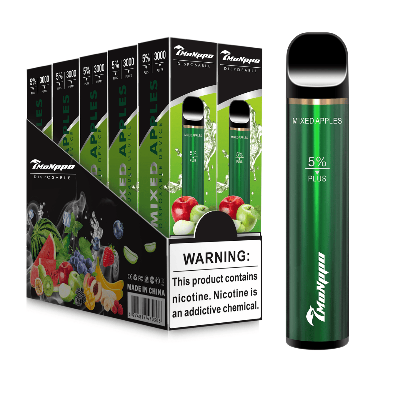 7VAPE disposable vape, mixed apples vape, green apple vape, red apple vape, double apple vape, 3000 puffs, 5% nicotine, 7-VAPE BAR PLUS, 7MONPPO BAR PLUS,, 7 MONPPO disposable vape 
