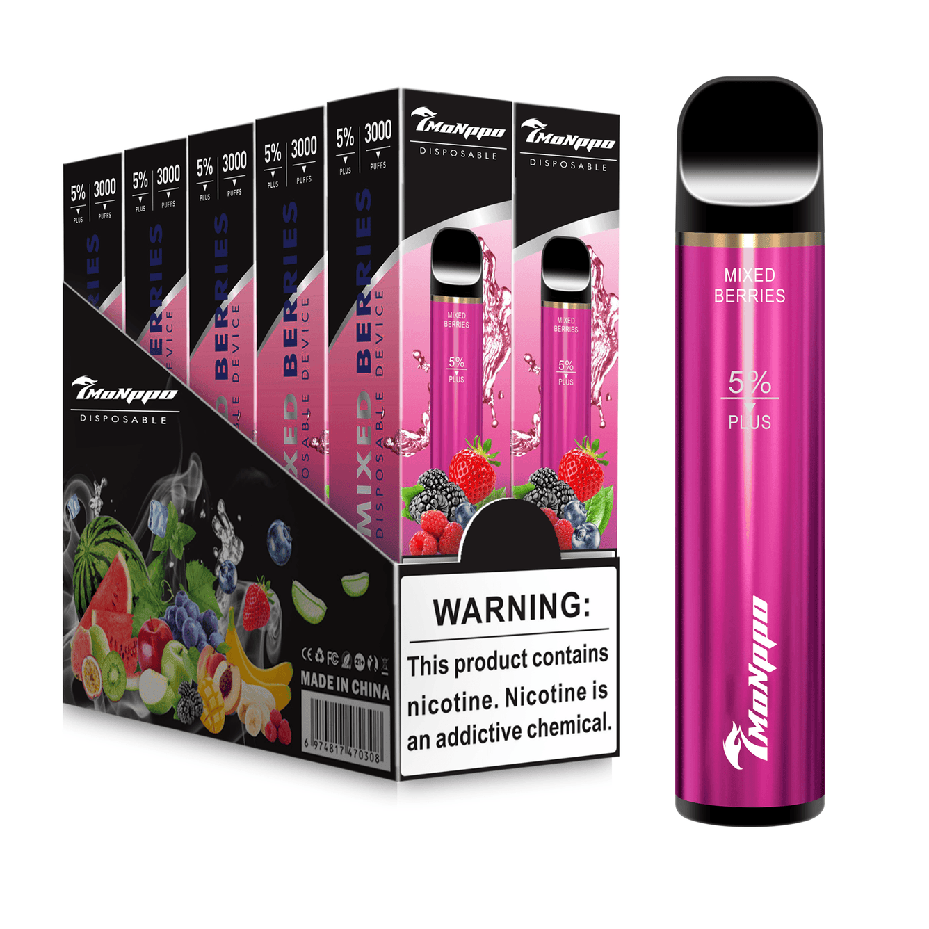7VAPE disposable vape, mixed berries vape, 3000 puffs, 5% nicotine, 7-VAPE BAR PLUS, 7MONPPO diposable vape, 7MONPPO bar plus