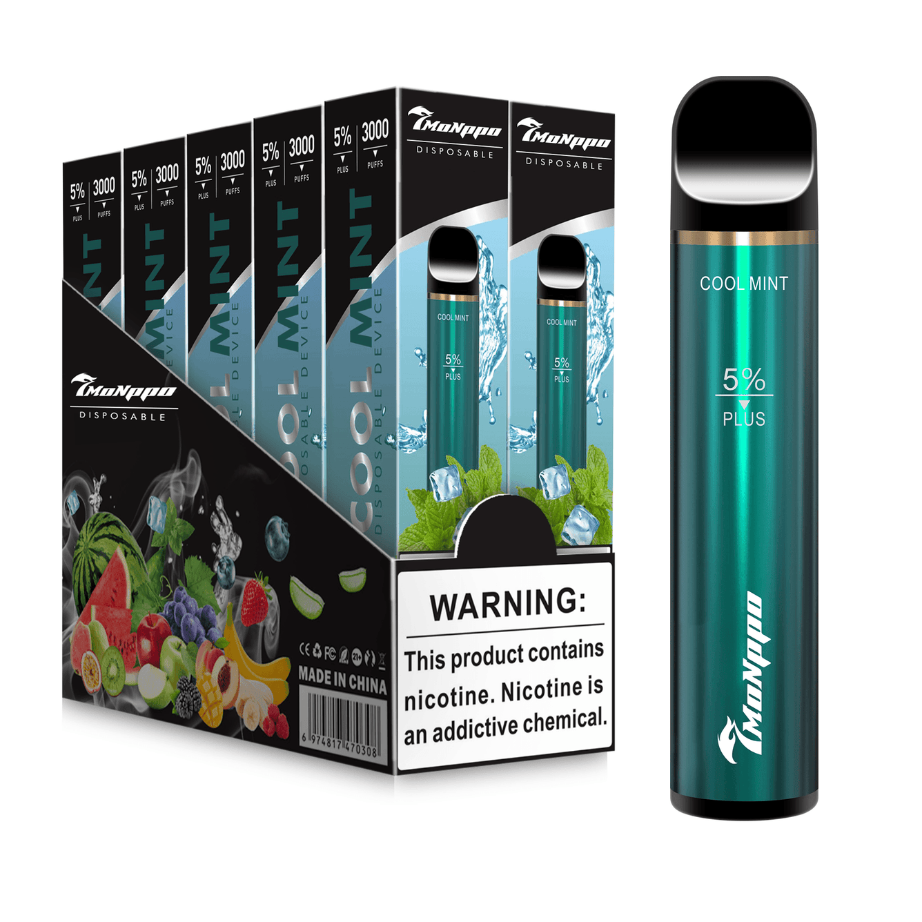 7VAPE disposable vape, cool mint vape, mint vape, 3000 puffs, 5% nicotine, 7-VAPE BAR PLUS, 7MONPPO disposable vape, 7MONPPO BAR PLUS