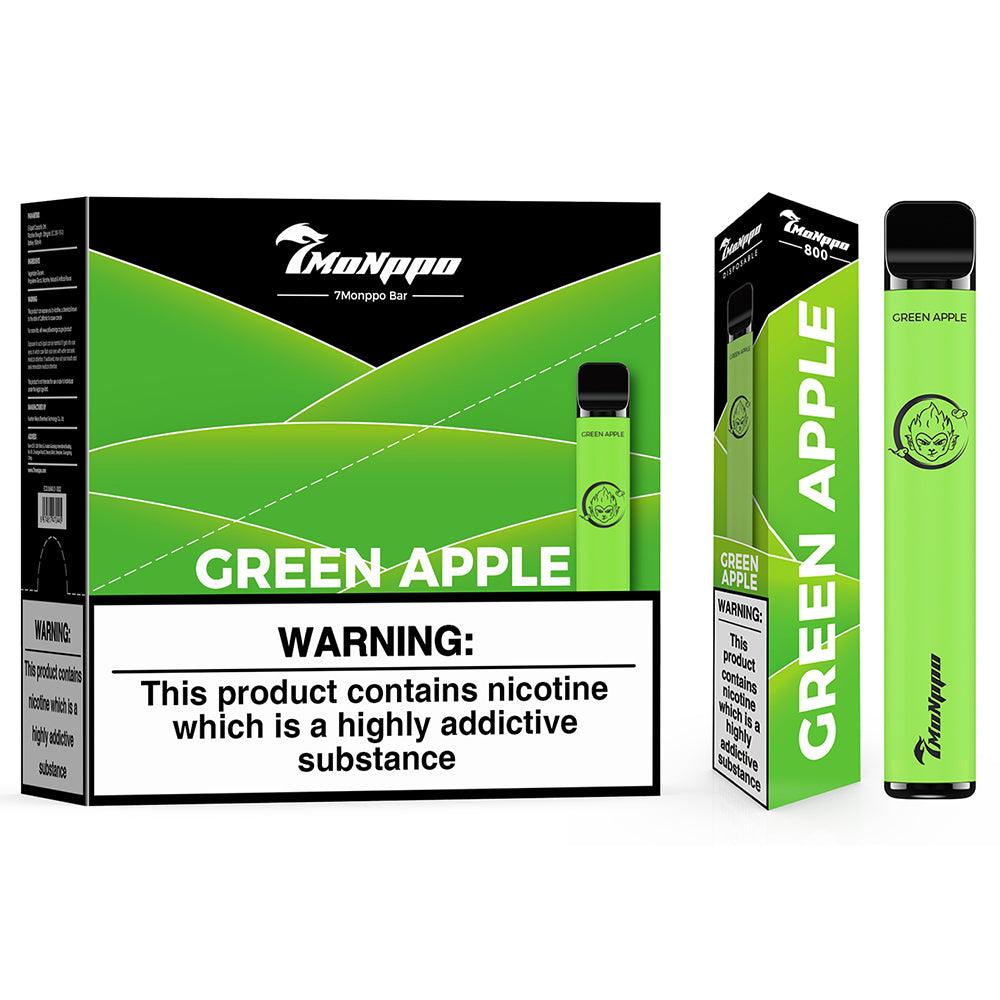 7MONPPO bar, 7monppo, 7monppo disposable vape ,7VAPE disposable vape, green apple vape, 800 puffs, 2% nicotine, 7-VAPE BAR, APPLE VAPE