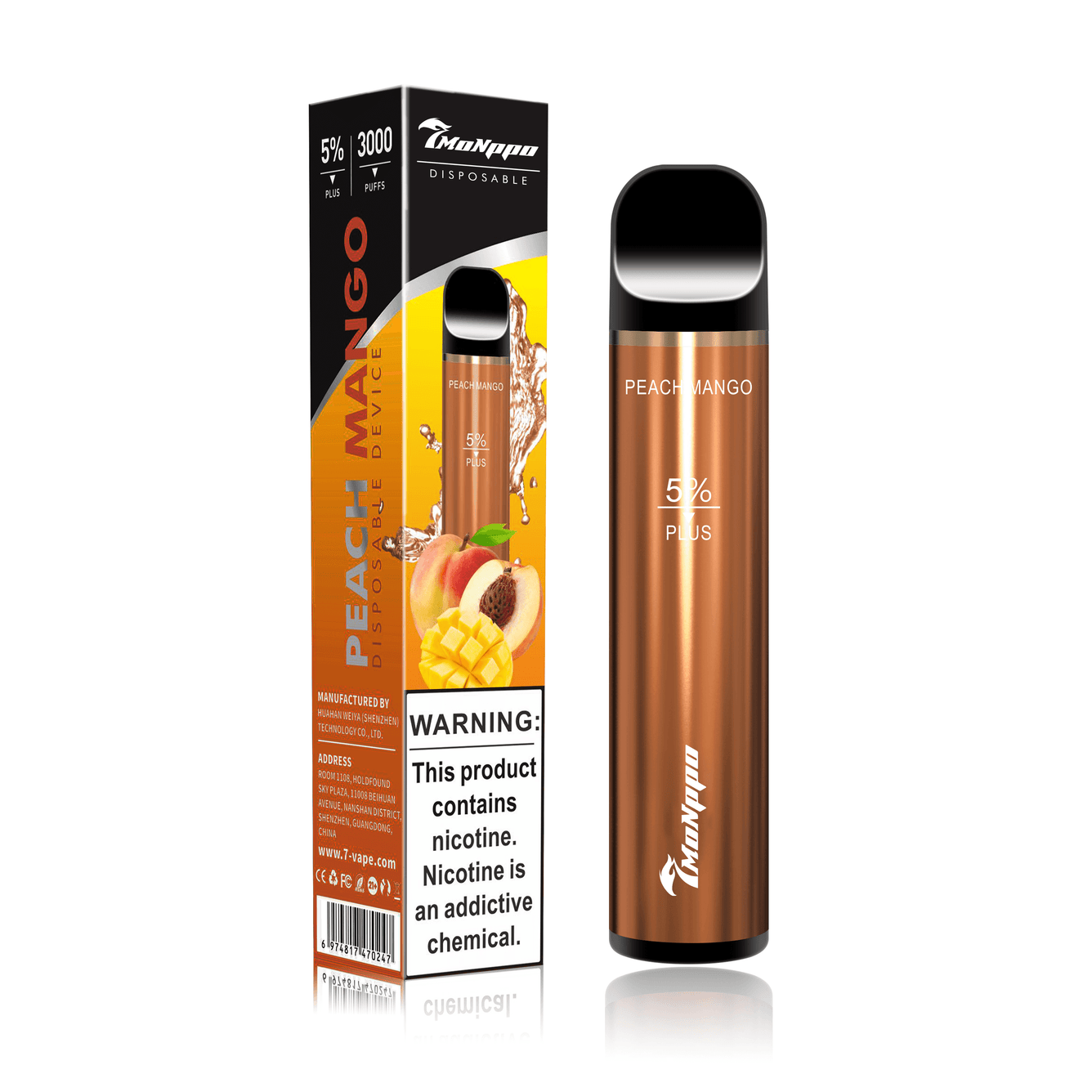 7MONPPO BAR PLUS, disposable vape, mango peach vape, mango vape, peach vape,3000 puffs, 5% nicotine, 7MONPPO BAR PLUS, 7VAPE DISPOSABLE, 7VAPE BAR